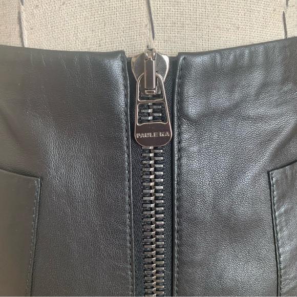 Paule Ka Black Leather Pencil Skirt with Zipper Detail size 38 - Picture 7 of 10